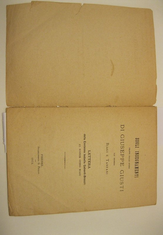 Sugli insegnamenti tratti dalle opere di Giuseppe Giusti dai signori …