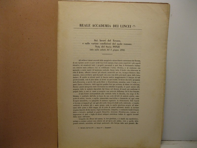 Sui lavori del Tevere, e sulle variate condizioni del suolo …
