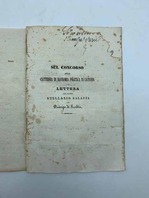 Sul concorso alla cattedra di economia politica in Catania. Lettera