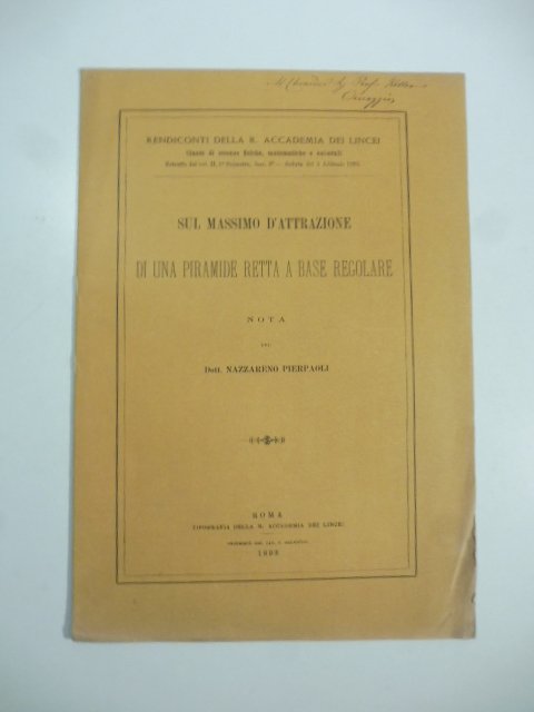 Sul massimo d'attrazione di una piramide retta a base regolare. …