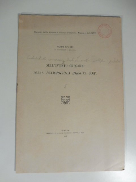 Sull'istinto gregario della psammophila hirsuta scop.