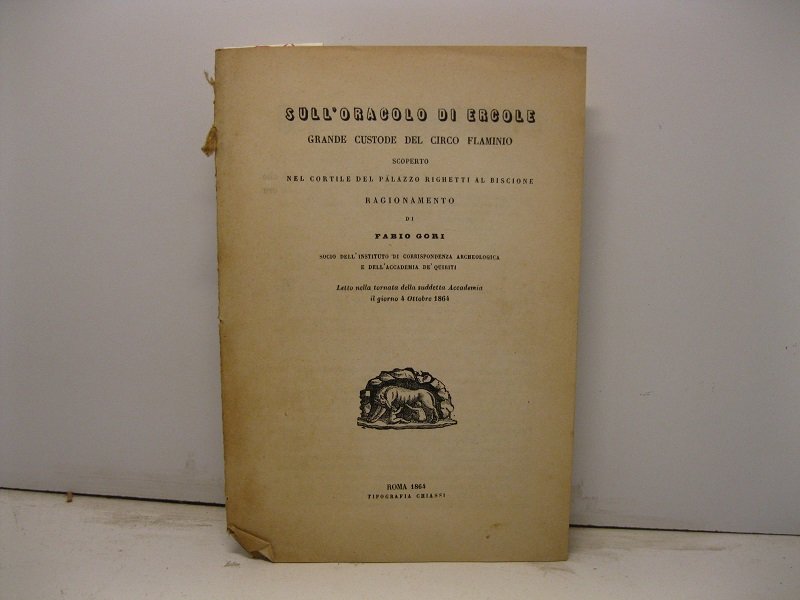 Sull'oracolo di Ercole grande custode del circo Flaminio scoperto nel …