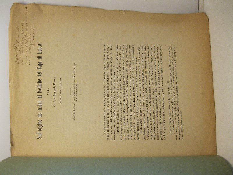 Sull'origine dei noduli di fosforite. Nota