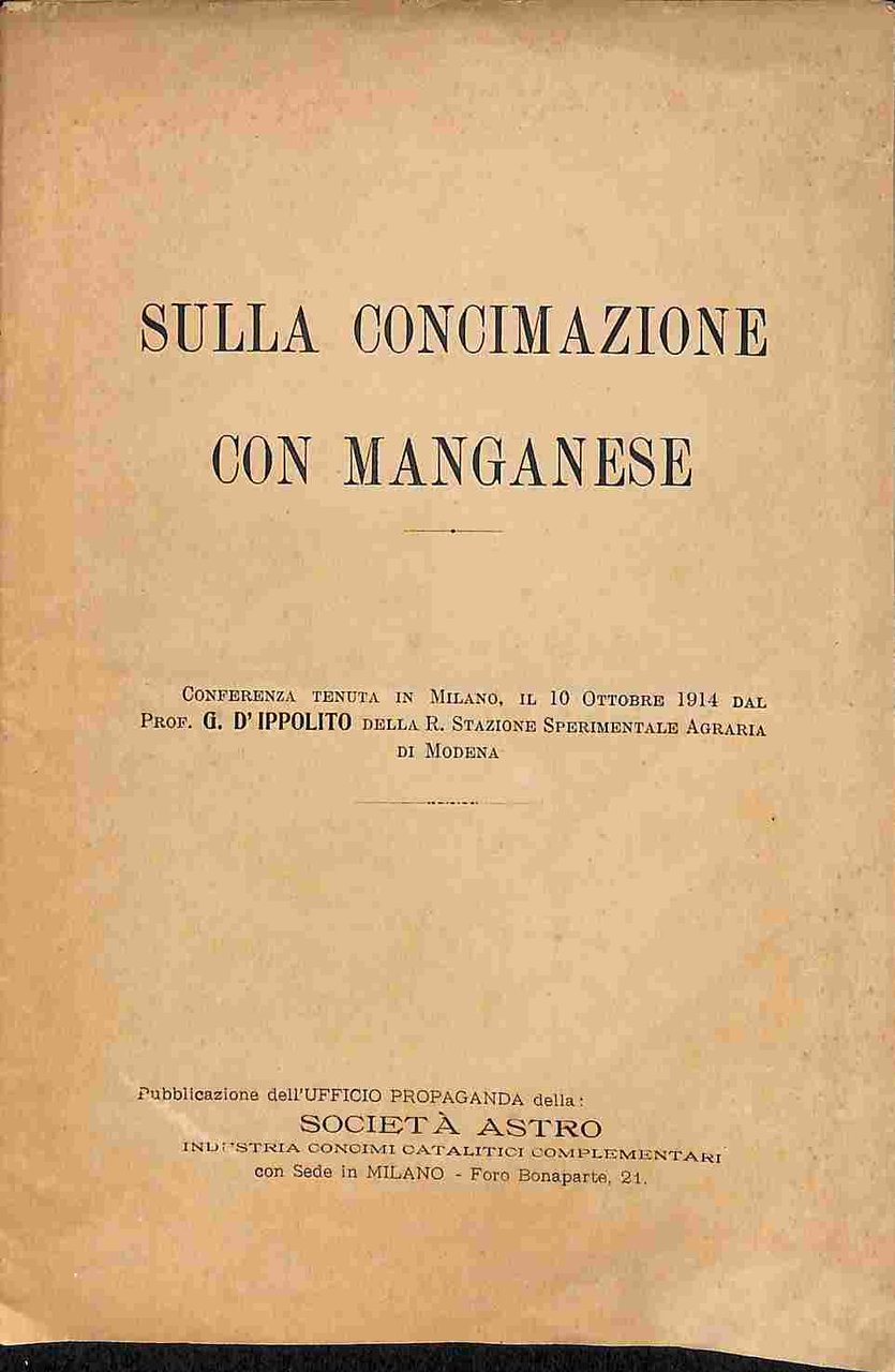 Sulla concimazione con manganese