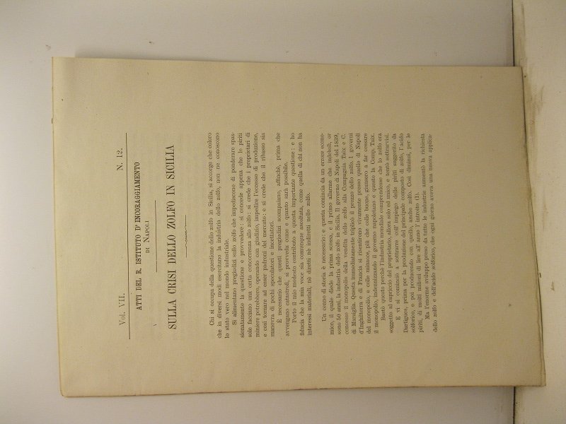 Sulla crisi dello zolfo in Sicilia