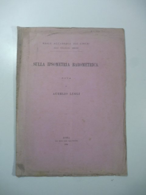 Sulla ipsometria barometrica. Nota