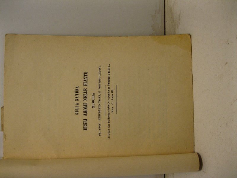 Sulla natura degli aromi nelle piante. Estratto dal Bullettino della …