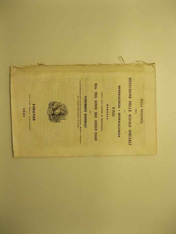 Sulla necessita' della istituzione delle scuole speciali di mineralogia e … | Immagine principale
