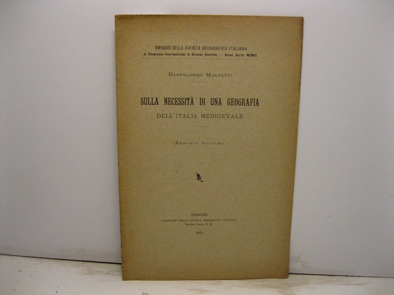 Sulla necessita' di una geografia dell'Italia medioevale (memoria postuma)