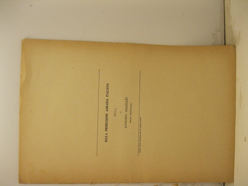 Sulla produzione agraria italiana