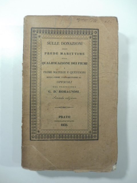 Sulle donazioni sulle prede marittime, sulla qualificazione dei fiumi e …