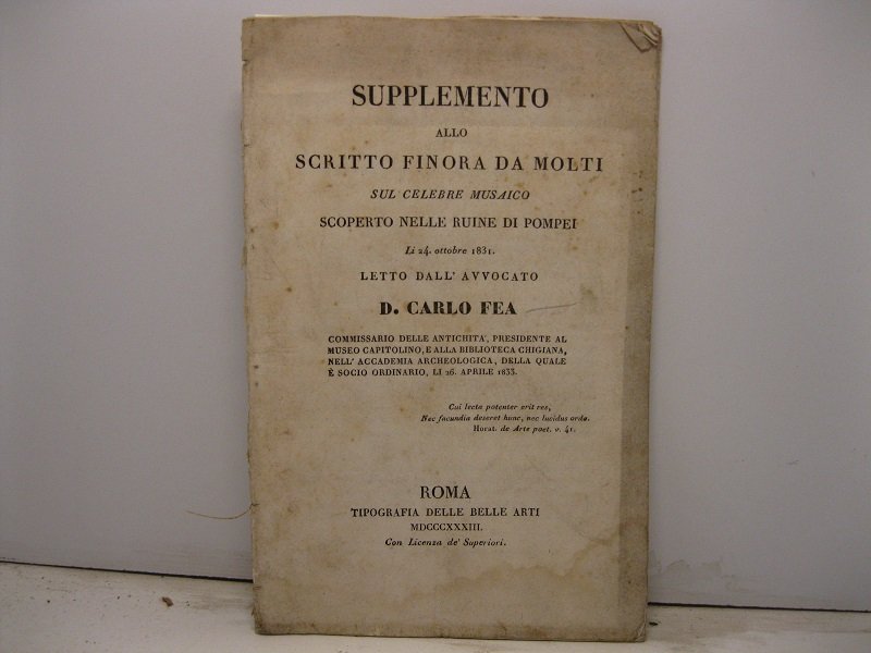 Supplemento allo scritto finora da molti sul celebre musaico scoperto …