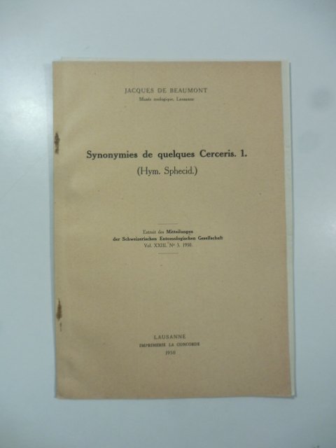 Synonymies de quelques Cerceris 1. 2. 3.