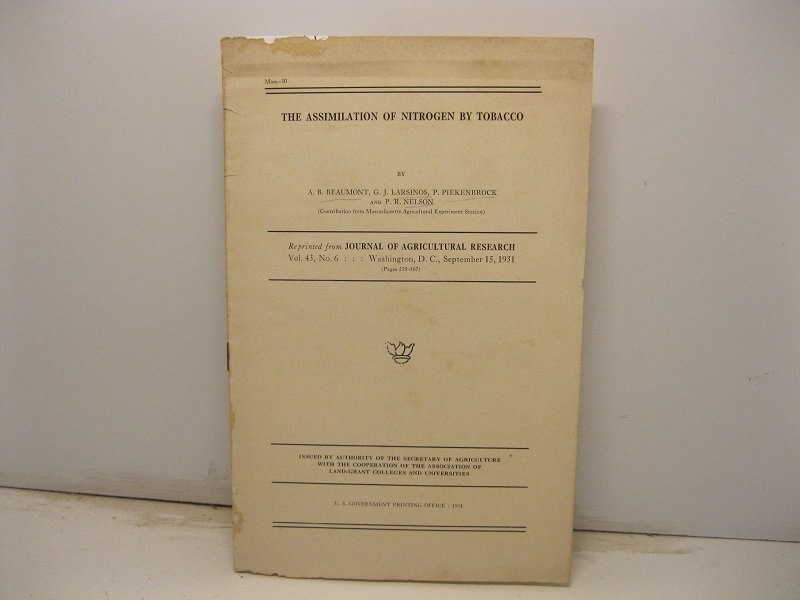 The assimilation of nitrogen by tobacco reprinted from Journal of …
