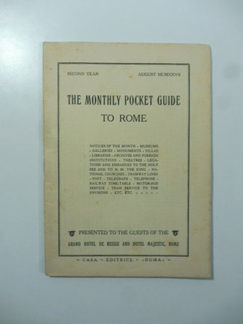 The monthly pocket guide to Rome, August MCMXXVII