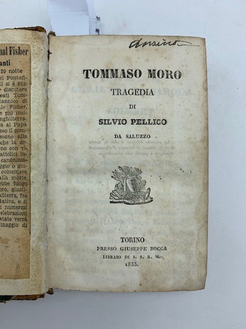 Tommaso Moro. Tragedia LEG. CON Leoniero da Dertona LEG. CON …
