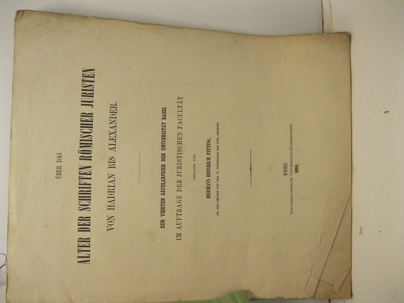 Uber das alter der schriften romischer juristen von Hadrian Bis …