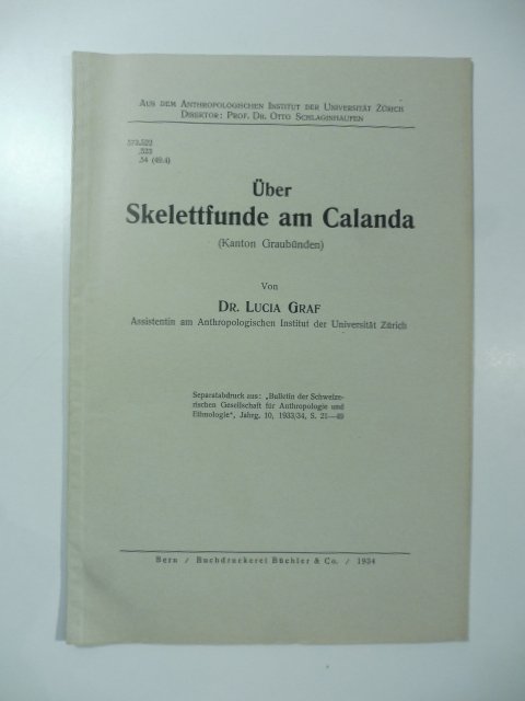 Uber Skelettfunde am Calanda (Kanton Graubunden)