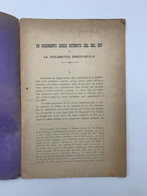 Un documento greco ritenuto del sec. XIV e la diplomatica …