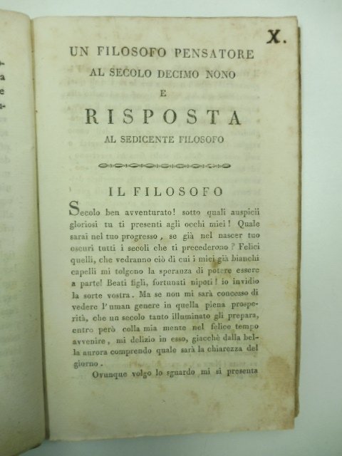 Un filosofo pensatore al secolo decimo nono e risposta al …