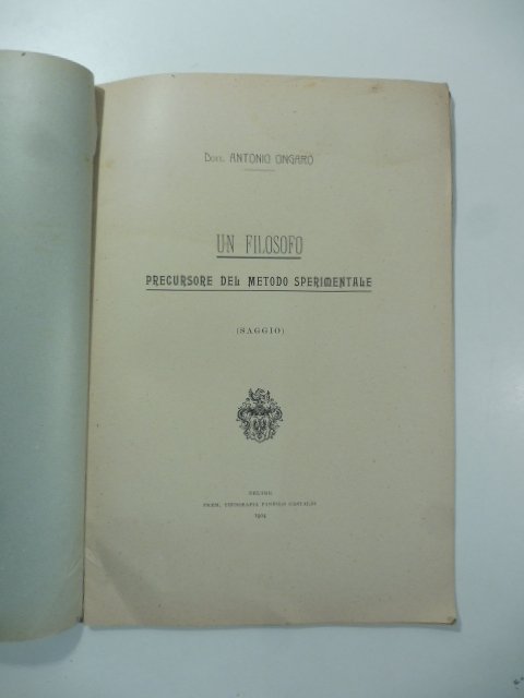 Un filosofo precursore del metodo sperimentale (saggio)
