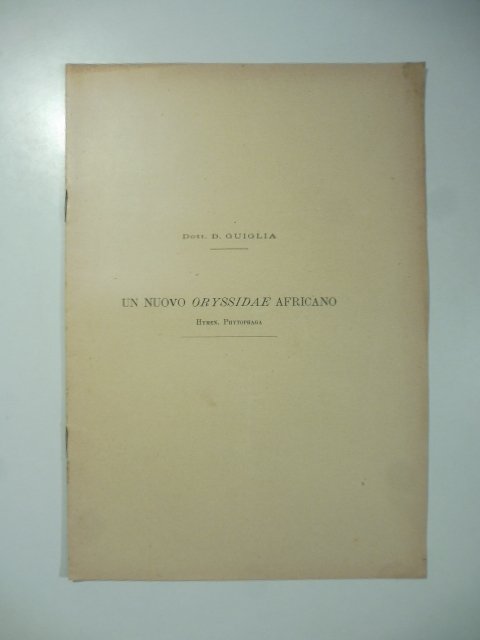 Un nuovo oryssidae afracano. Hymen. Phytophaga