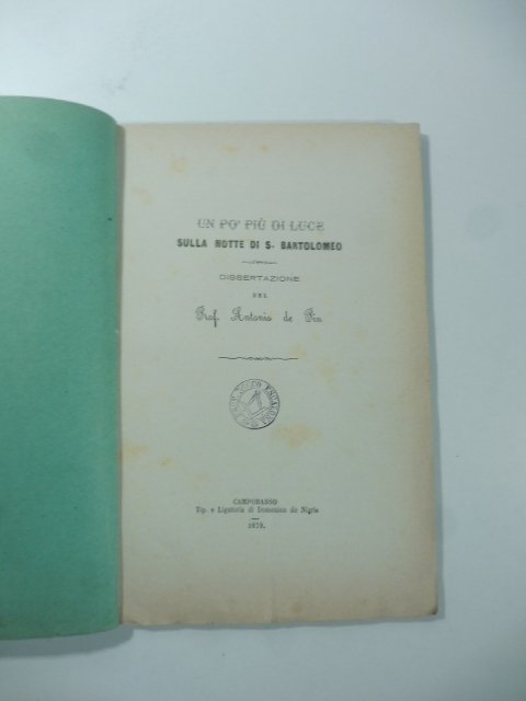 Un po' piu' di luce sulla notte di S. Bartolomeo. …