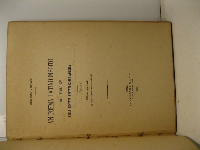 Un poema latino inedito del secolo XV sulla tentata restaurazione …