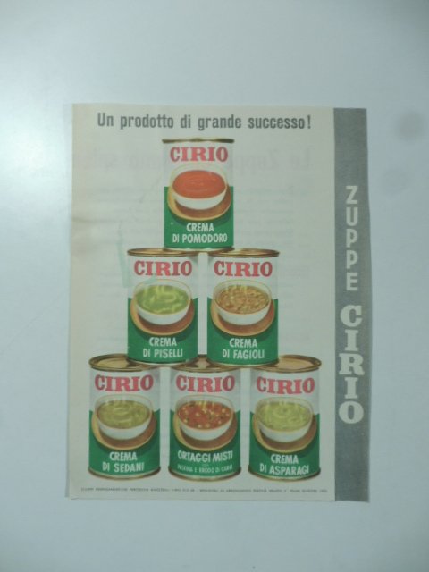 Un prodotto di grande successo! Le zuppe Cirio. Pieghevole pubblicitario