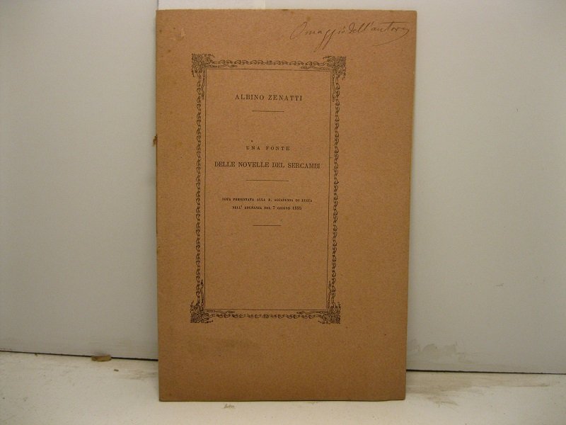 Una fonte delle novelle del Sercambi. Nota presentata alla R. …