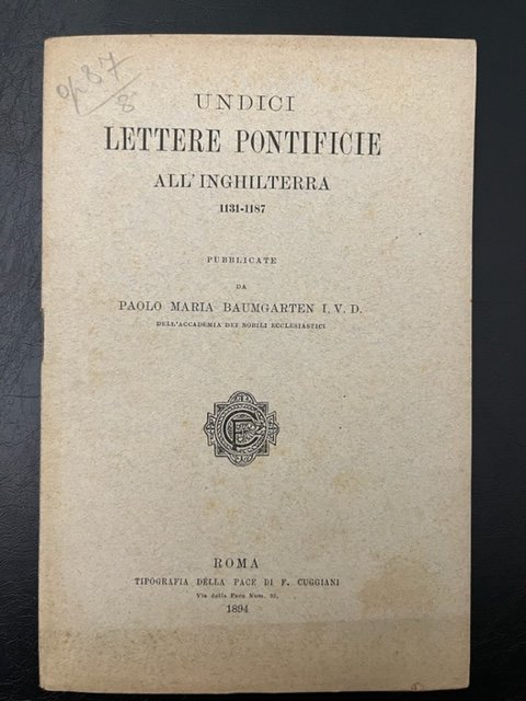 Undici lettere pontificie all'Inghilterra 1131-1187