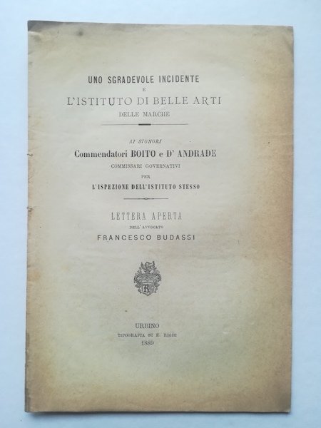 Uno sgradevole incidente e l'Istituto di Belle Arti delle Marche. …