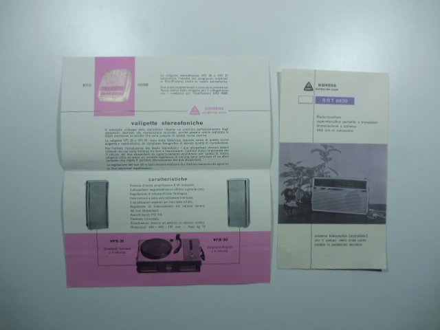 Valigette stereofoniche Siemens. Pieghevole pubblicitario