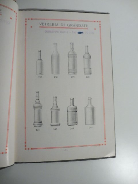 Vetreria di Grandate. Bottiglie per liquori e tipi diversi