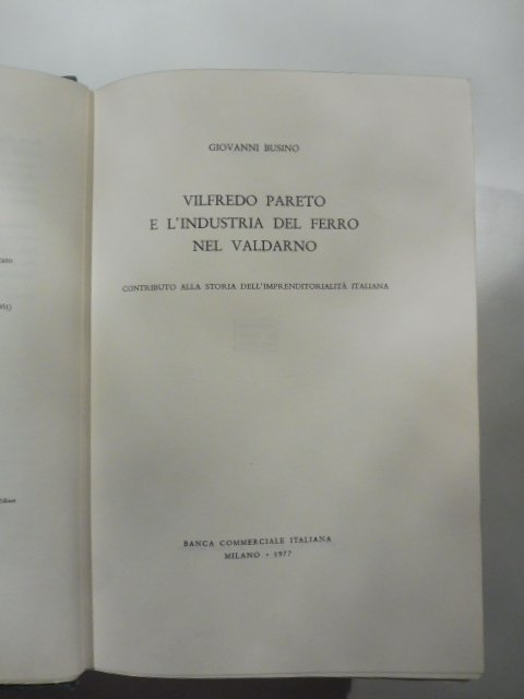 Vilfredo Pareto e l'industria del ferro nel Valdarno. Contributo alla …