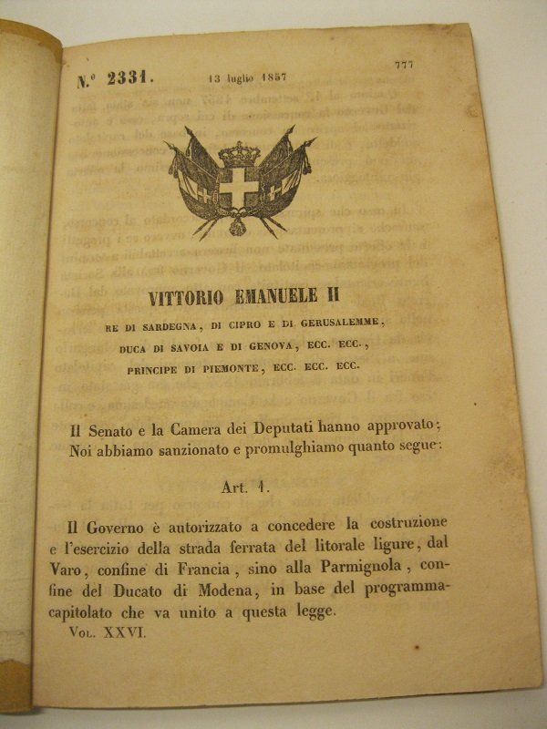 VITTORIO EMANUELE II. Il Governo e' autorizzato a concedere la …