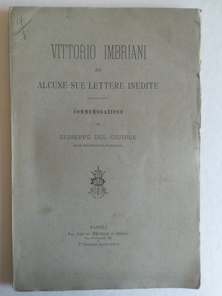 Vittorio Imbriani ed alcune sue lettere inedite. Commemorazione