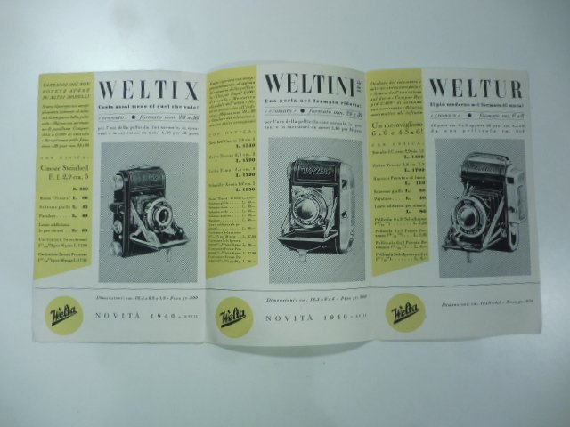 Welta. Aprile 1940 - XVIII. Pieghevole pubblicitario macchine fotografiche