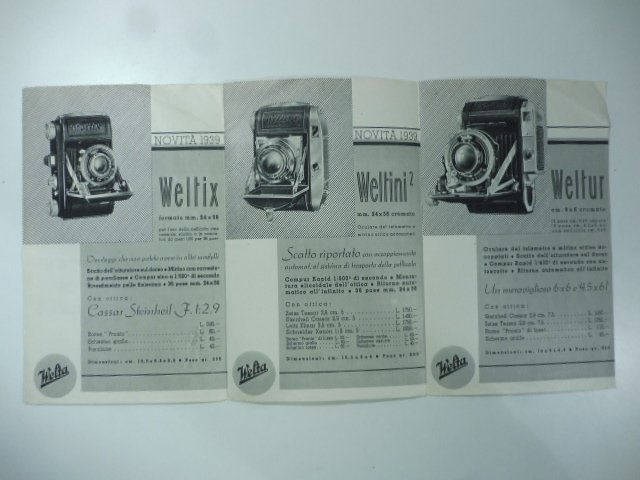 Welta. Novita' 1939. (Pieghevole pubblicitario macchine fotografiche)