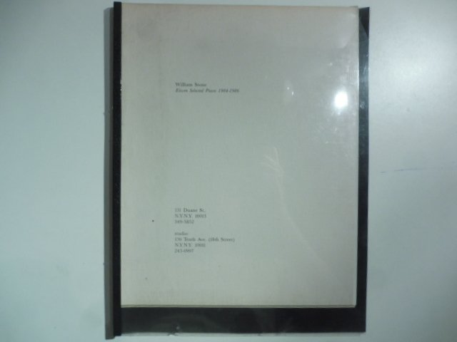 William Stone. Eleven selected pieces 1984 - 1986