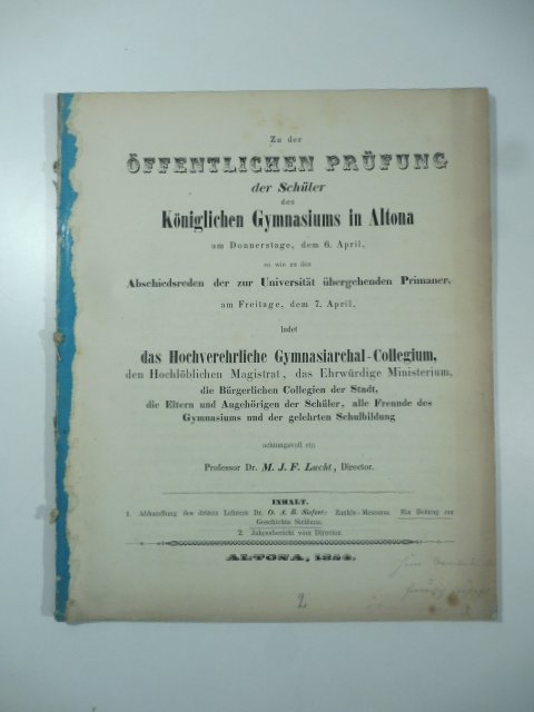 Zu der offentlichen Prufung der Schuler des Koniglichen Gymnasium in …