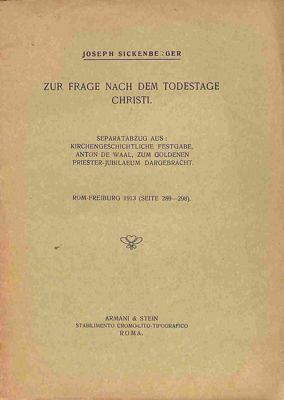 Zur frage nach dem todestage Christi