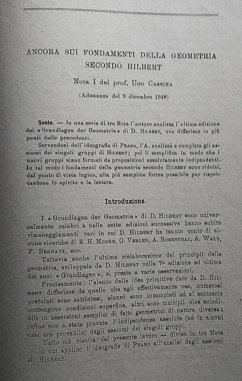 Ancora sui fondamenti della geometria secondo Hilbert. Nota I, II … | Immagine principale