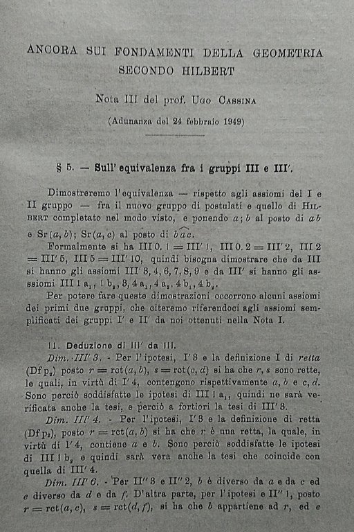 Ancora sui fondamenti della geometria secondo Hilbert. Nota I, II … | Immagine Gallery 3