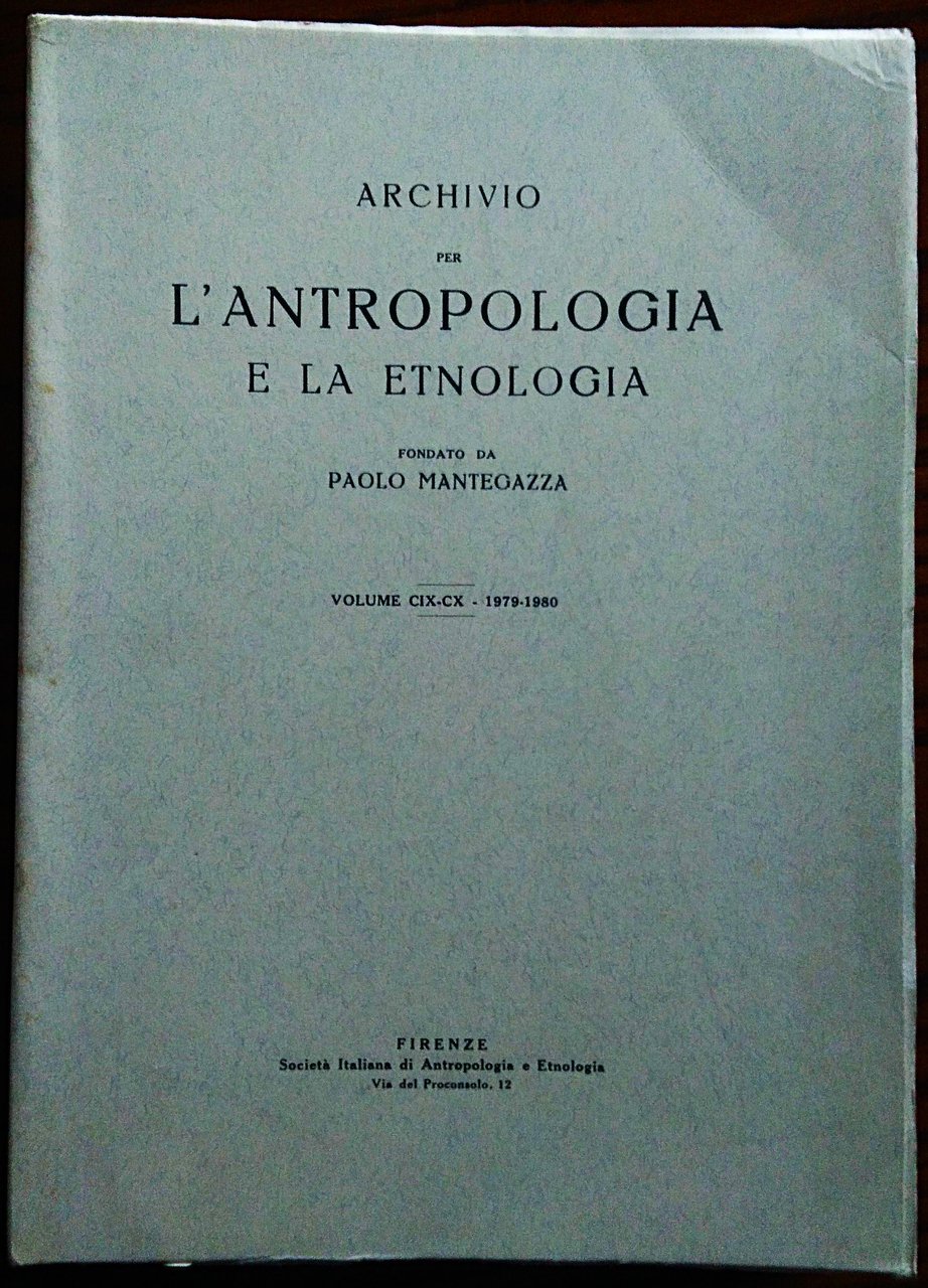 Archivio per l'antropologia e la etnologia fondato da Paolo Mantegazza. … | Immagine principale