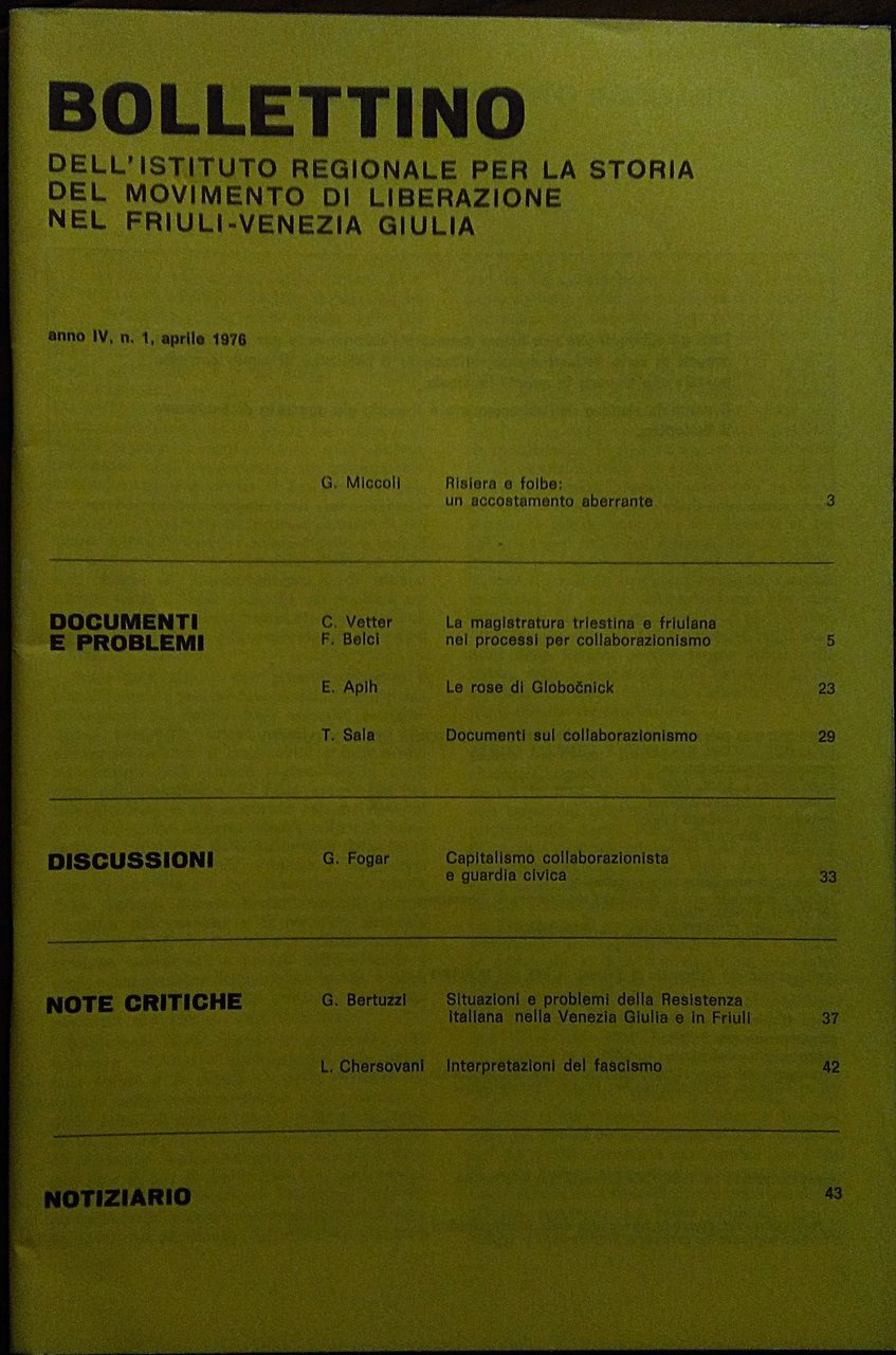 Bollettino dell' Istituto Regionale per la Storia del Movimento di … | Immagine principale
