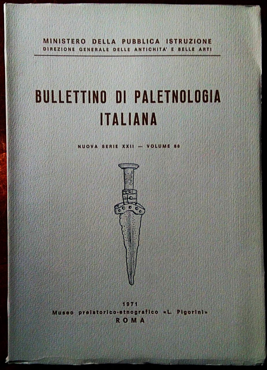 Bollettino di Paletnologia Italiana. Nuova Serie XXII - Volume 80, …