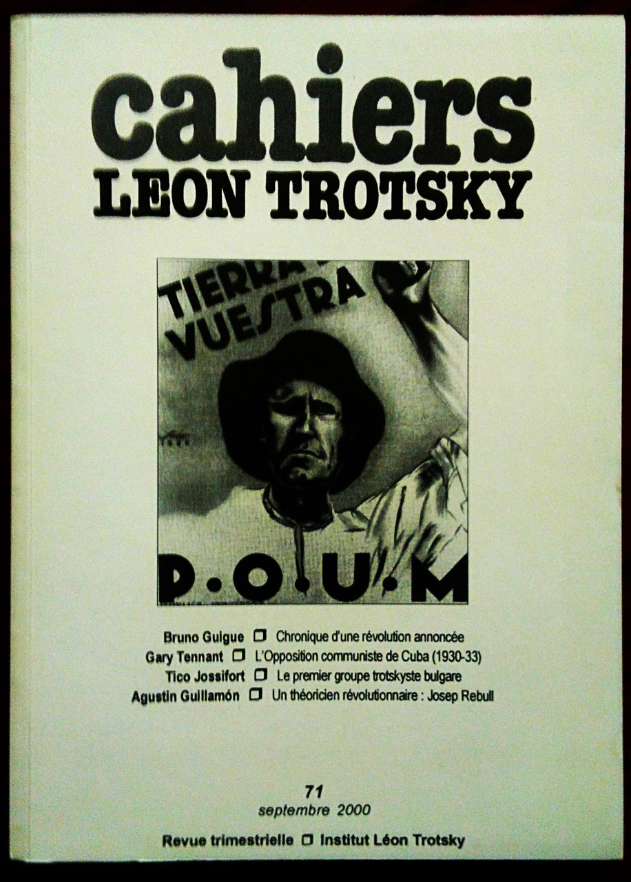 Cahiers Léon Trotsky N. 71 septembre 2000.