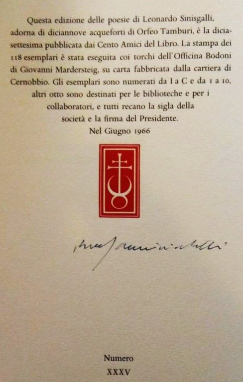 Cineraccio. stampato per i Cento Amici Del Libro.
