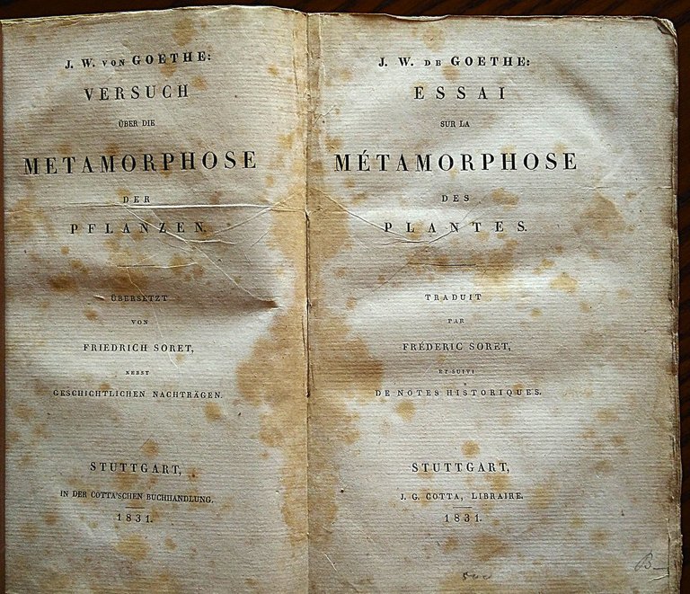 ESSAI SUR LA METAMORPHOSE DES PLANTES.TRADUIT PAR F. SORET ET …